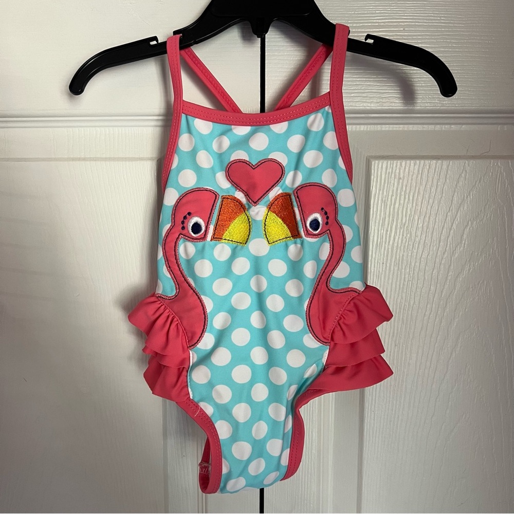 Flamingo Polka Dot Bathing Suit